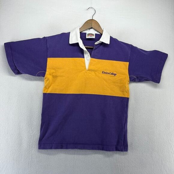 Vintage Elmira College Rugby Shirt Men's Small Purple Orange New York Thick 90s - Picture 1 of 7